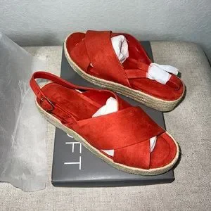 LOFT | Shoes | Loft Red Flat Form Espadrille Sandals | Poshmark display picture 1